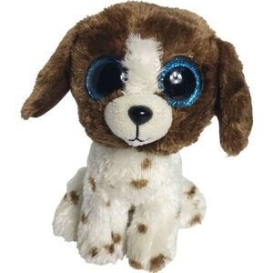 Ty Beanie Boos MUDDLES White Brown Spotted 5.5" Plush Dog Big Blue Glittered Eye
